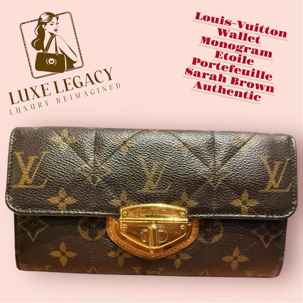 Louis-Vuitton Wallet Monogram Etoile Portefeuille Sarah Brown Authentic
